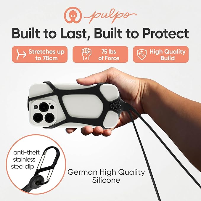 Pulpo Safety Cell Phone Lanyard Black Fits Smartphones 6.1" to 6.8” - Image 5