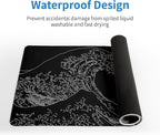 Japanese Sea Wave Large Mouse Pad Abstract Black Mouse Pad 31.5x11.8 Inch Black - Image 4