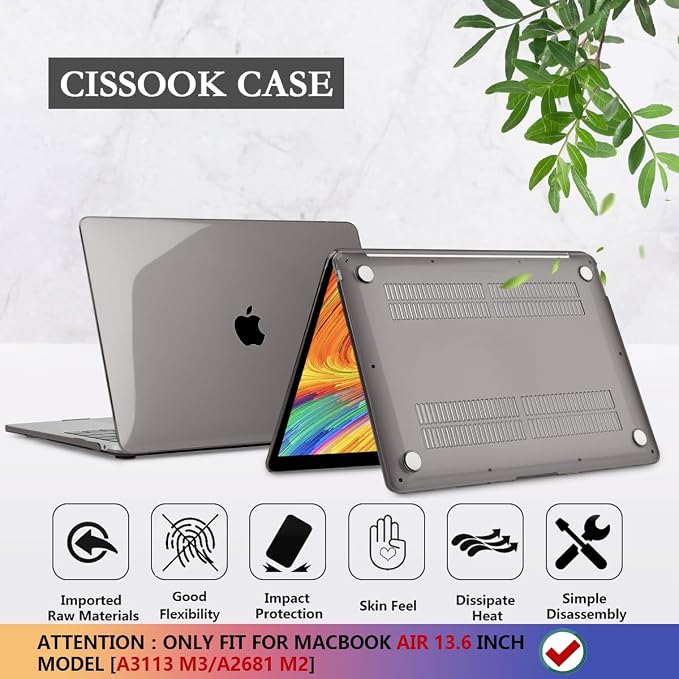 CISSOOK Compatible with MacBook Air 13.6 inch Case 2022 2024 2025 Release A2681 - Image 6