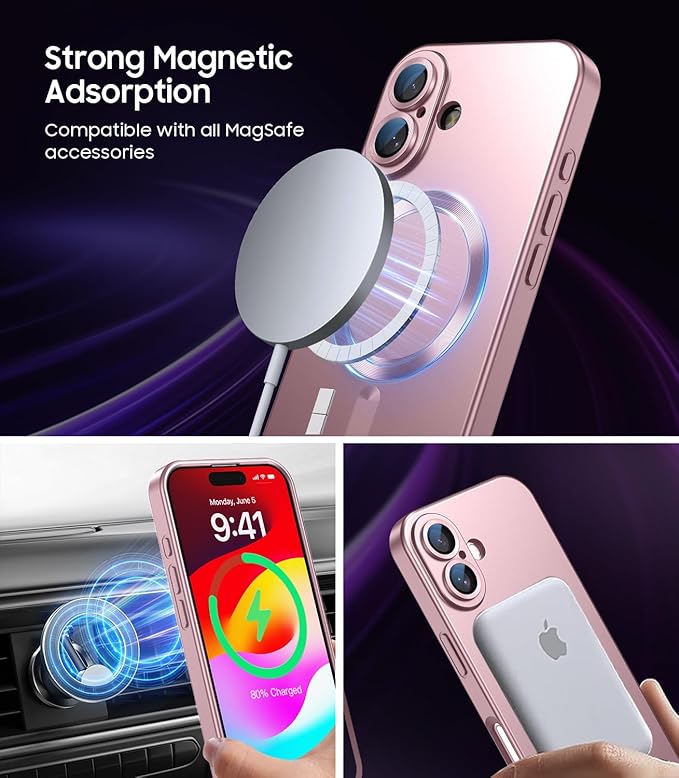 Magnetic for iPhone 16 Plus Case Slim Soft Silicone Bumper Shockproof Metallic - Image 3