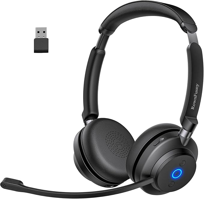 Wireless Headset with Mic for Work, Advanced Noise Reduction Microphone by Rownfusny