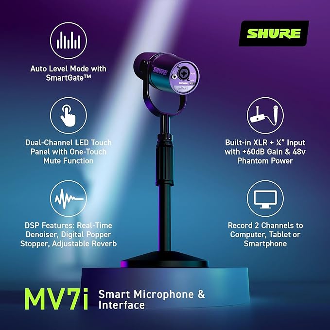 Shure MV7i Smart Microphone – USB-C & XLR Mic - Image 3