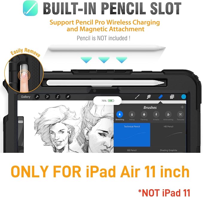 HXCASEAC Case for iPad Air 11 inch, Shockproof Design - Image 3