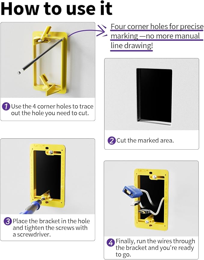 VCE Low Voltage Mounting Bracket Single Gang Wall Plate, Flush Low Voltage Box - Image 3