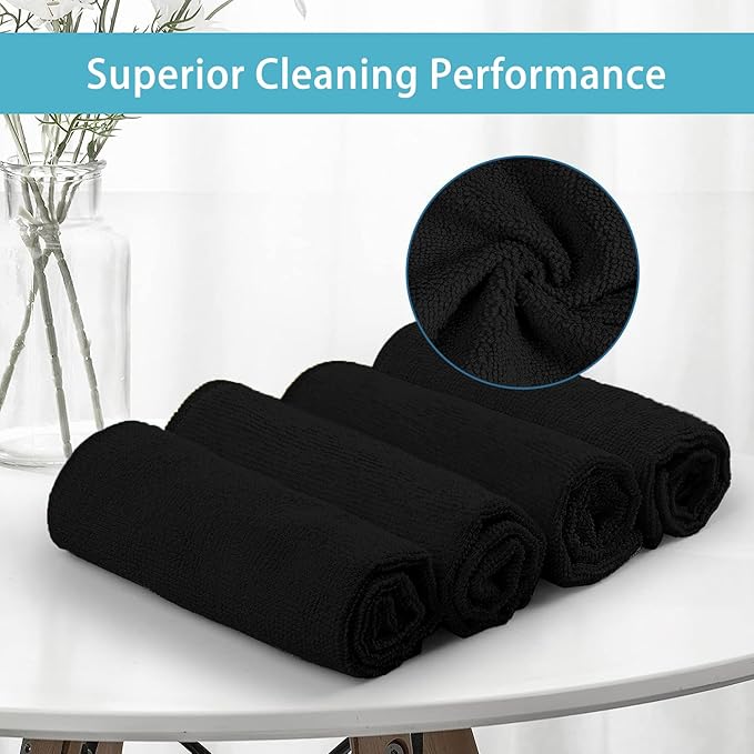 HOMEXCEL Black Microfiber Cleaning Cloth, 50 Pack Cleaning Towels - Image 2
