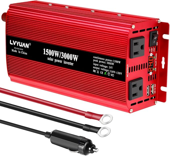 LVYUAN 1500W Car Power Inverter 24V to 110V DC to AC by LVYUAN