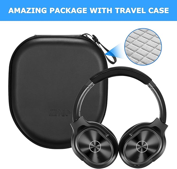 ZIHNIC Active Noise Cancelling Headphones, 40H Playtime Wireless Bluetooth - Image 6