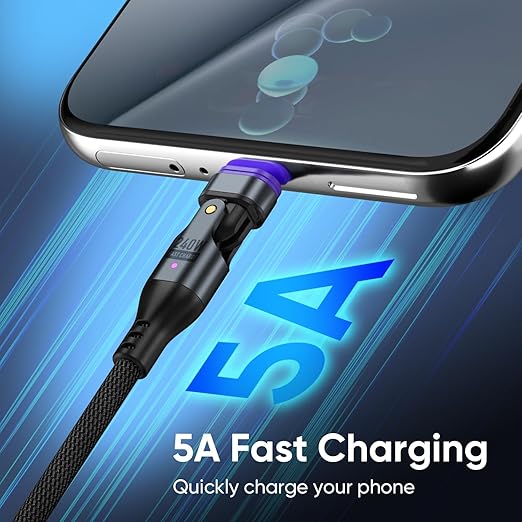 240W Magnetic Charging Cable ，180°Rotating USBC to USB C Magnetic Data Cable - Image 8