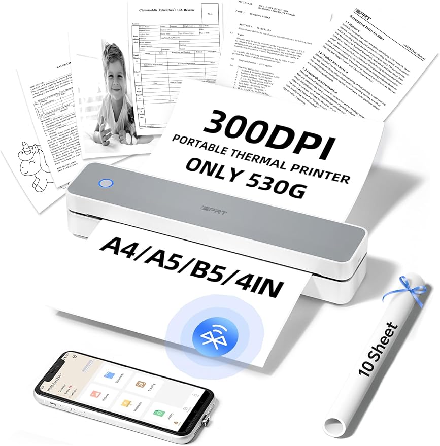 iDPRT MT610 Pro Portable Thermal Printer, 300DPI HD Mobile-Travel-Printers by iDPRT