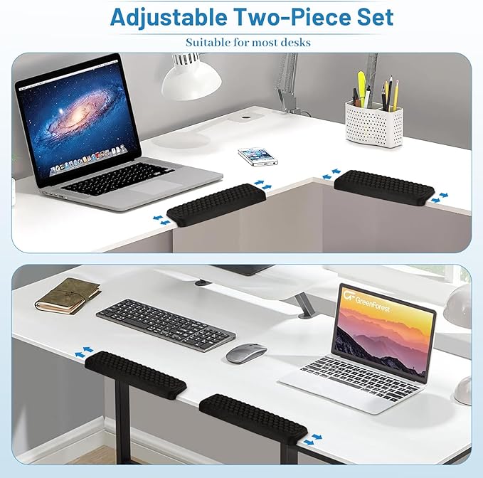 L-Shaped Desk Edge Cushion, 2-Piece Keyboard Wrist Rest, Computer Ergonomic - Image 6