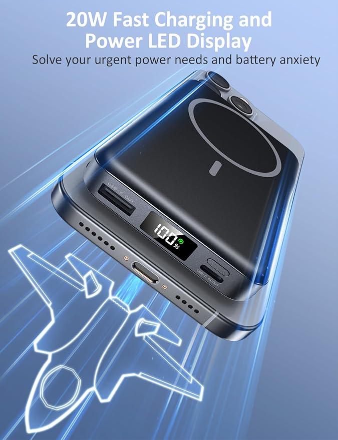 Magnetic Portable Charger, 10000mAh Power Bank, 5 in 1 Portable Charger - Image 4