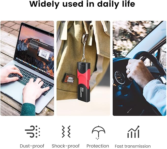 64GB USB 3.0 Flash Drive 10 Pack KOOTION USB 3.0 Thumb Drive Retractable 64G - Image 7