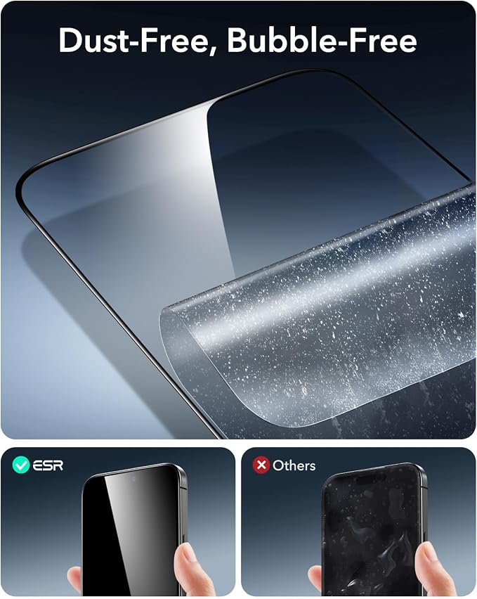 ESR 3 Pack 9H+ Glass for iPhone 15 Pro Screen Protector, Armorite Ultra-tough - Image 4