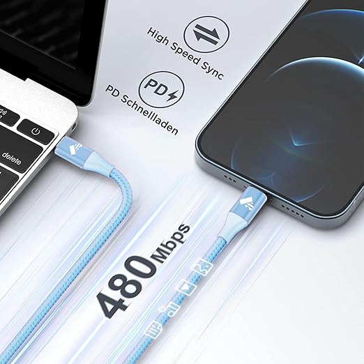 USB C to Lightning Cable 2Pack 1FT iPhone Fast Charger Cable Power Delivery - Image 3