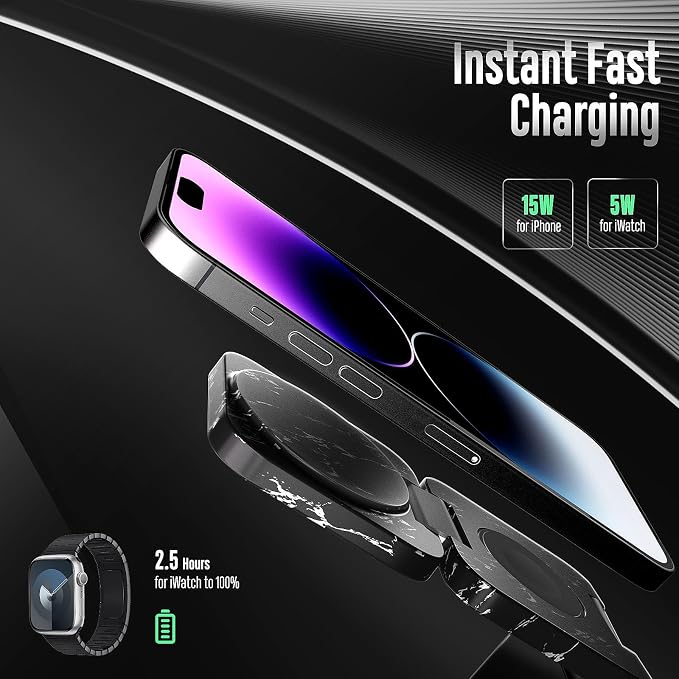 Fast Wireless Charger, Magnetic Foldable 3 in 1 Charging Station - Image 5