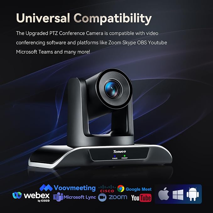 Tenveo 20X Optical Zoom PTZ Conference Room Camera, USB3.0/HDMI FHD 1080P 60FPS - Image 7
