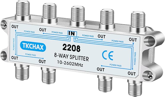 8 Way Coaxial Cable Splitter, Support 10-2602MHz, RG6 Compatible, Nickel-Plated - Image 8