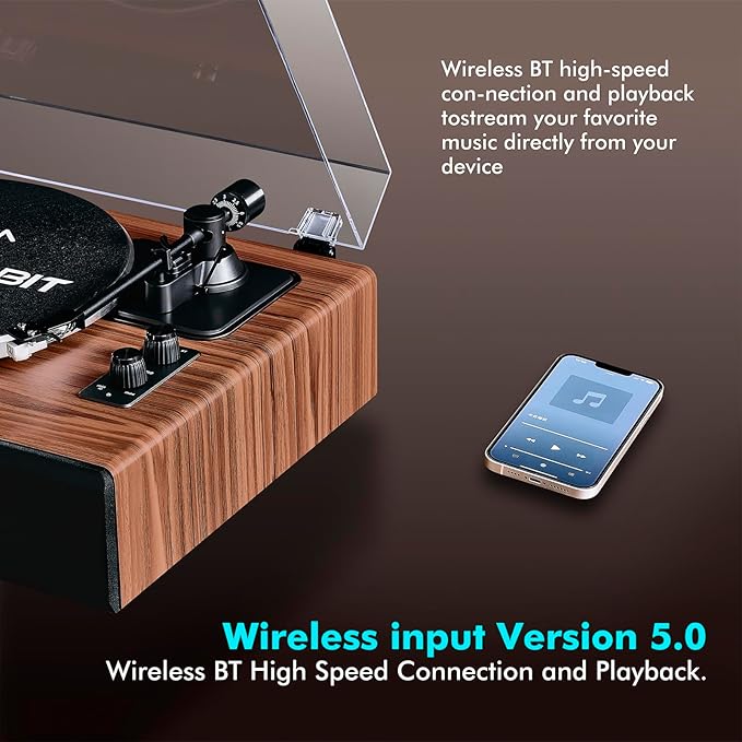 Record Player with Speakers, Turntables - Image 5