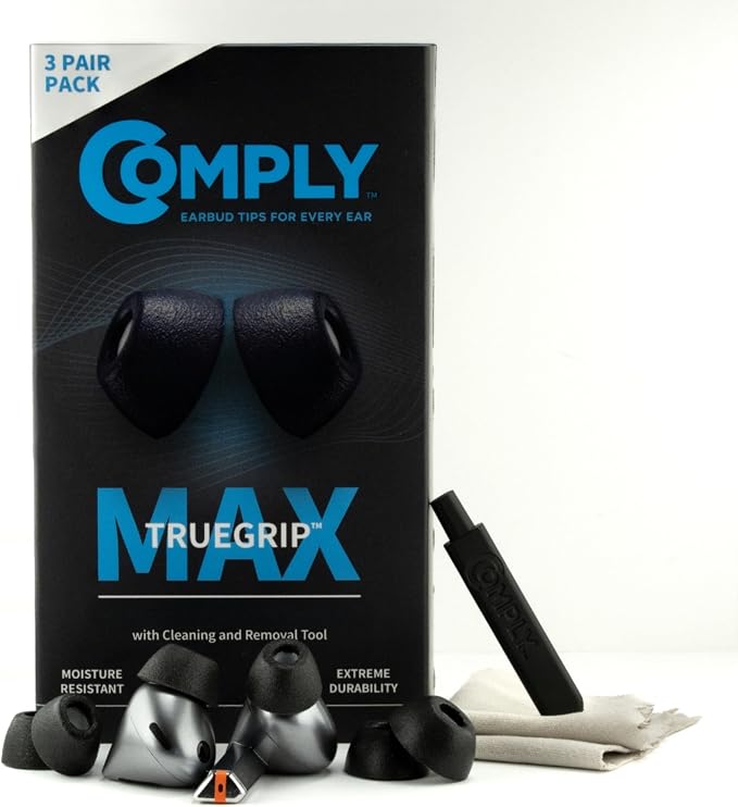 Comply TrueGrip MAX | Premium Memory Foam Replacement Earbud Tips by ComplyFoam