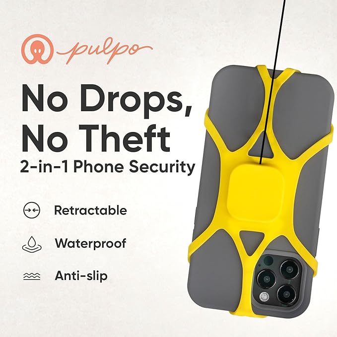 Pulpo Phone Leash Lightning Yellow Fits Smartphones Up to 6.8"-Retractable Anti - Image 2