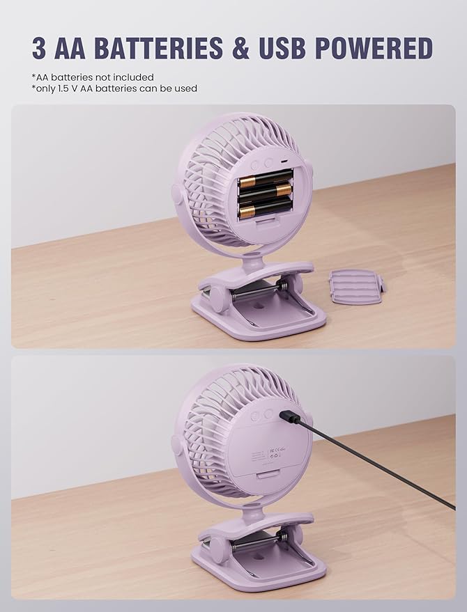 Shinebella AA Battery Powered Clip on Fan - Image 2