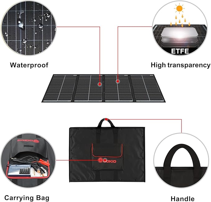 DOKIO 200W 36V Portable Folding Solar Panel Kit - Image 3