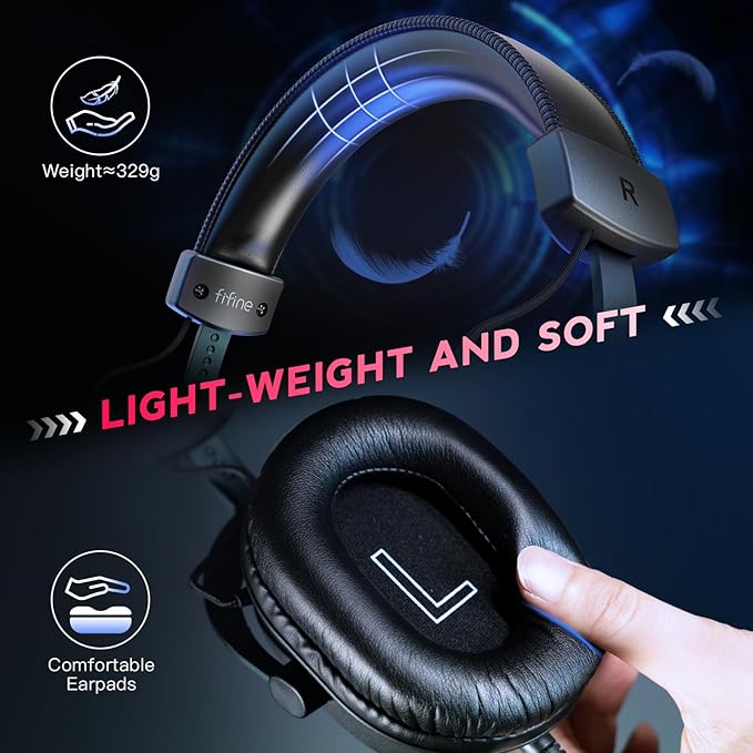 FIFINE PC Gaming Headset, USB Headset - Image 4