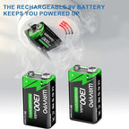 1300mAh Rechargeable 9V Batteries, 9 Volt Lithium-ion Batteries Long Lasting - Image 7