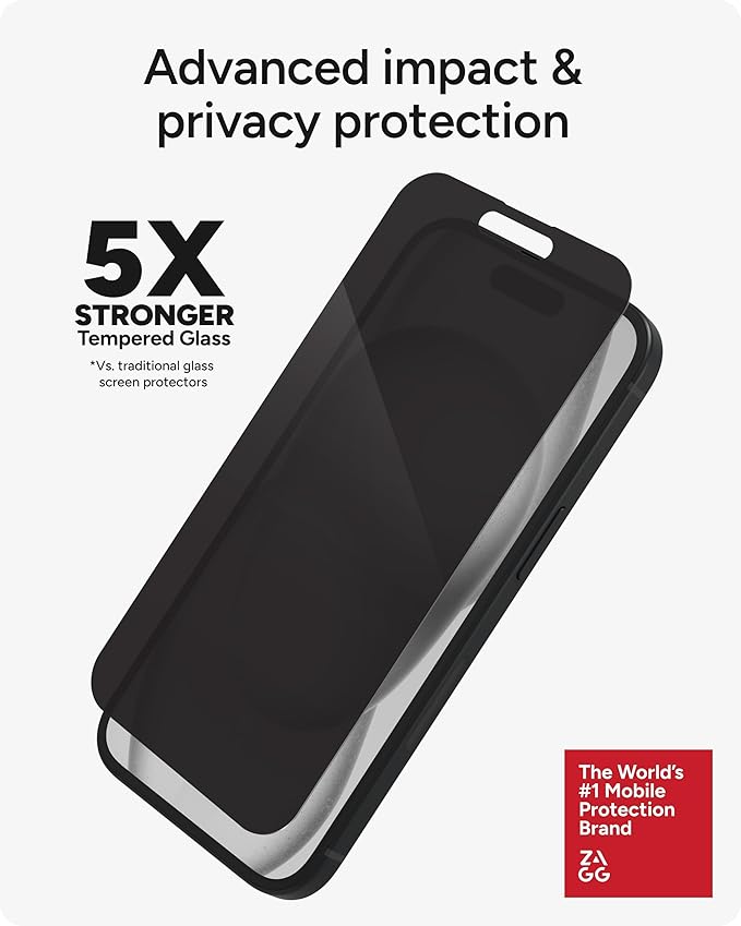 ZAGG InvisibleShield Glass Elite Privacy iPhone 15 Screen Protector - Image 5