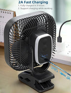 SLENPET 20000mAh Rechargeable Portable Clip on Fan, Last 78 hrs, 4 Speeds - Image 6