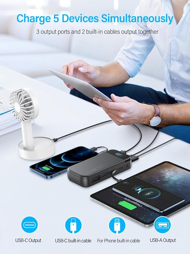 Portable Charger 32000mAh, 22.5W QC 3.0 PD 20W Smart LED Display Fast Charging - Image 2