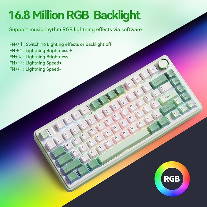 Aula F75 Gaming Keyboard, 75% Wireless Keyboards RGB Backlit - Image 5
