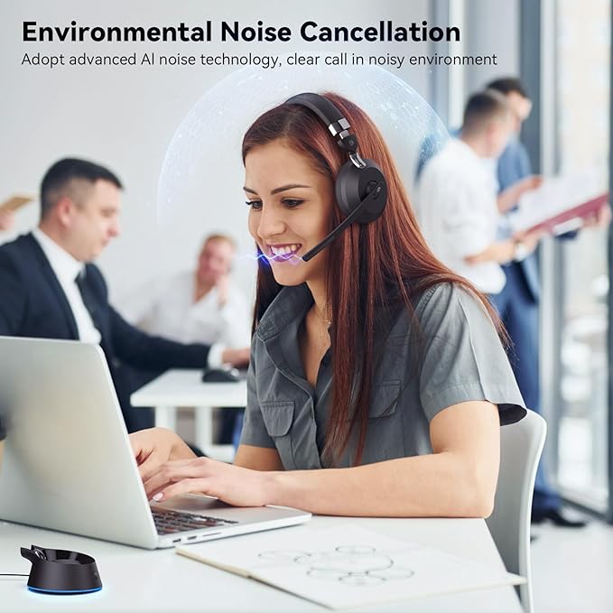 Wireless Headset with Mic for Work, Wireless Headset for Work from - Image 2