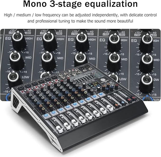 W IN-MIX DX8 Professional DJ Audio Mixer 8 Channel - Image 3