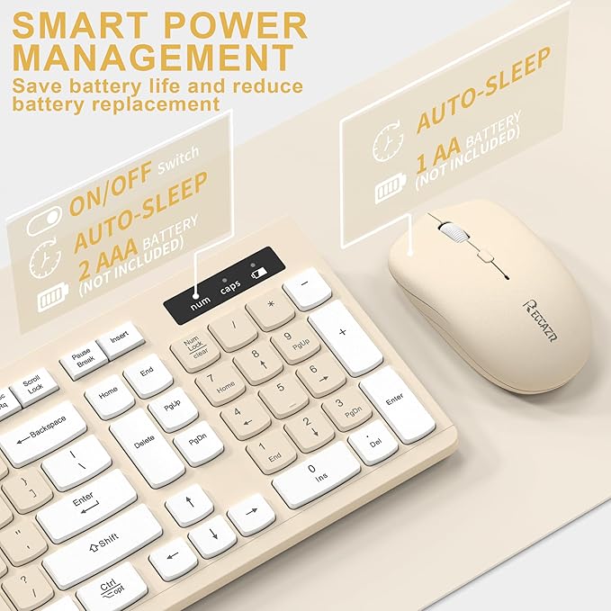 Wireless Keyboard and Mouse Combo, Full-Sized Wireless Keyboard and Adjustable - Image 5