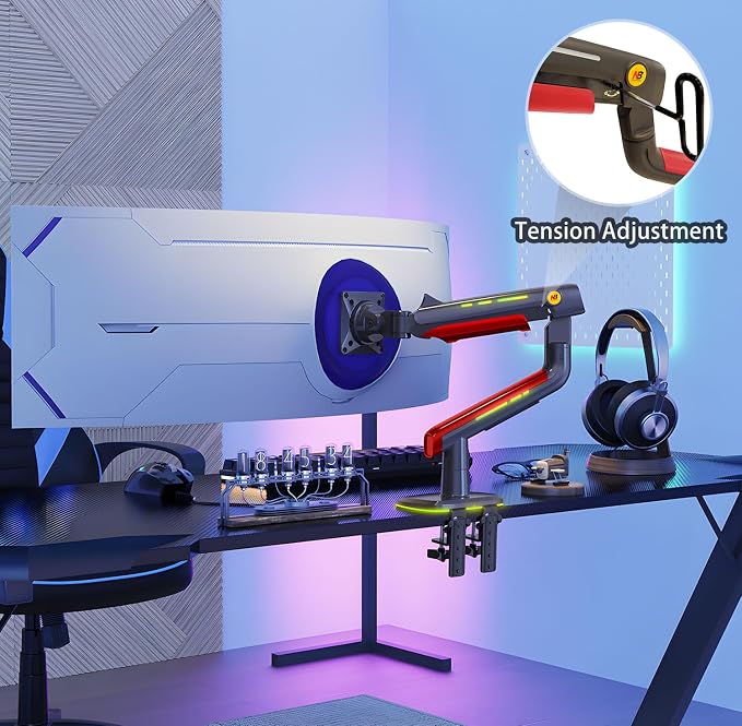 RGB Gaming Monitor-Arm for Flat/Ultrawide/Curved Monitors 32 to 60 inch - Image 7