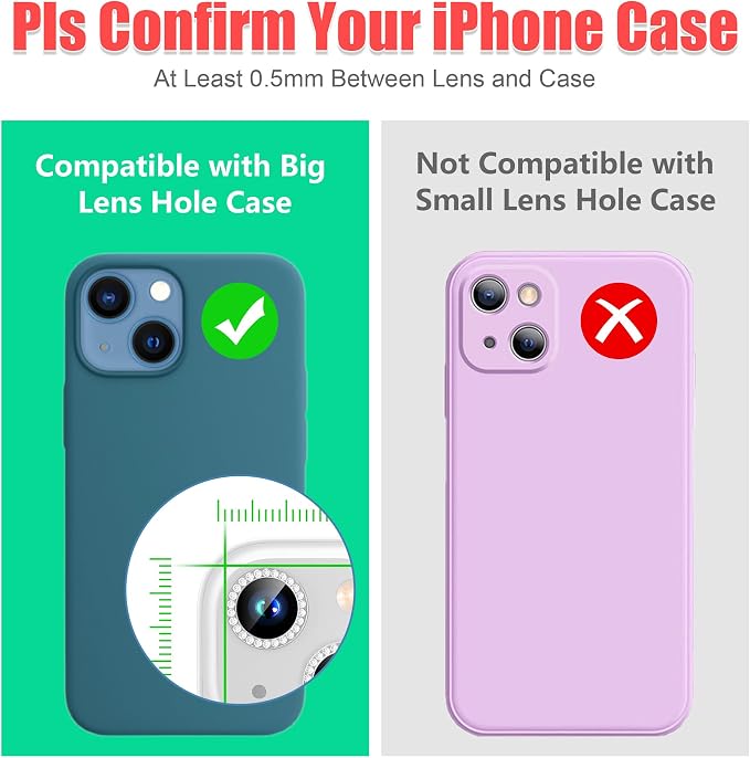 AGVEE 3+3 6 Pack for iPhone 15/15 Plus Camera Lens Protector, Bling Diamond & - Image 3