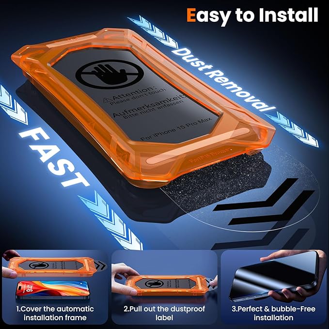 UniqueMe for iPhone 15 Pro Privacy Screen Protector, Screen Protector 15 Pro - Image 3