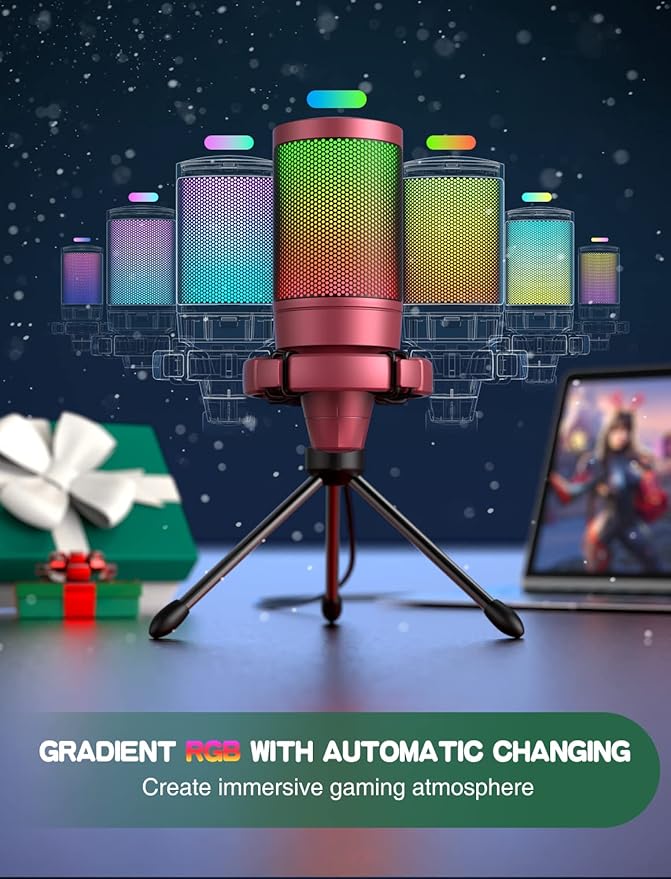 FIFINE AmpliGame PC Gaming Streaming USB Microphone, RGB Desktop Microphone - Image 4