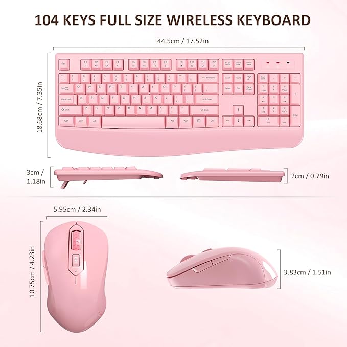 Wireless Keyboard and Mouse Combo, EDJO 2.4G Full-Sized Ergonomic Computer - Image 6