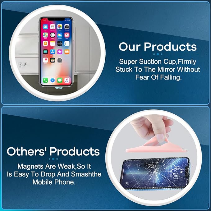 Silicone Suction Cup Phone Mount, Magnetic Suction Phone Case Stand, Mirror - Image 4