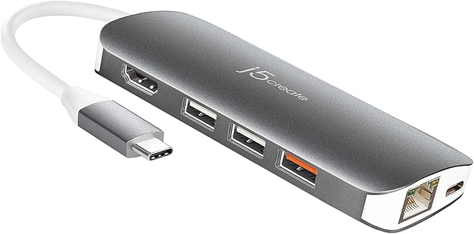 j5create USB C Hub Adapter Multi-Monitor 10-in-1 Port Docking Station 4K HDMI by j5create