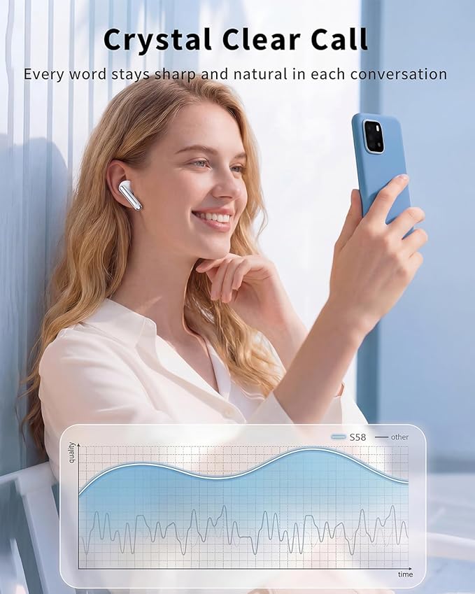 Wireless Earbuds, 2026 Bluetooth 5.4 Headphones Bass Stereo Ear Buds - Image 4