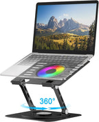 Laptop Stand, with 360°Rotating Base, External Cooling Fan, Adjustable RGB by YTech