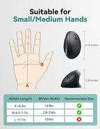 TECKNET Ergonomic Mouse, 4800 DPI Wireless Vertical Mouse, 5 Adjustable DPI - Image 6