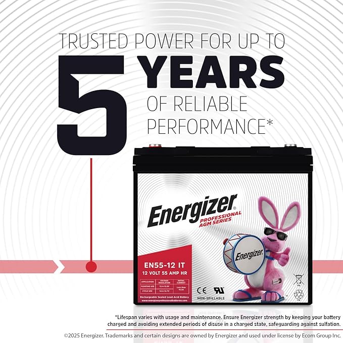Energizer EN55-12IT, 12 Volt 55 Amp Hr, Long Lasting Sealed Lead Acid AGM - Image 4