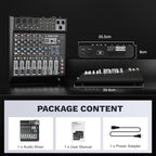 Professional 6-Channel Audio Mixer, Phenyx Pro DJ Sound Mixer Board w/Flexible - Image 6