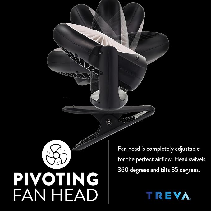 Treva 5 Inch Rechargeable Powered Clip Fan 3 Speed Slim and Portable Indoor and - Image 7