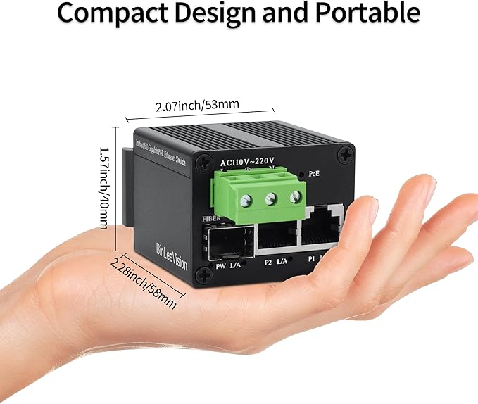 Ultra Mini Ethernet PoE+ Switch, 2 PoE+ Output & 1-Uplink SFP Port, 30W PoE - Image 5