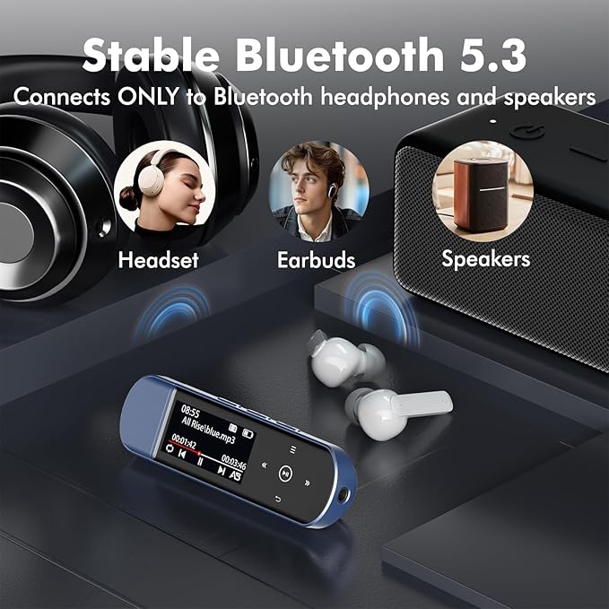 RUIZU 64GB USB MP3 Player with Bluetooth 5.3, Clip Jam Portable Music Player - Image 2